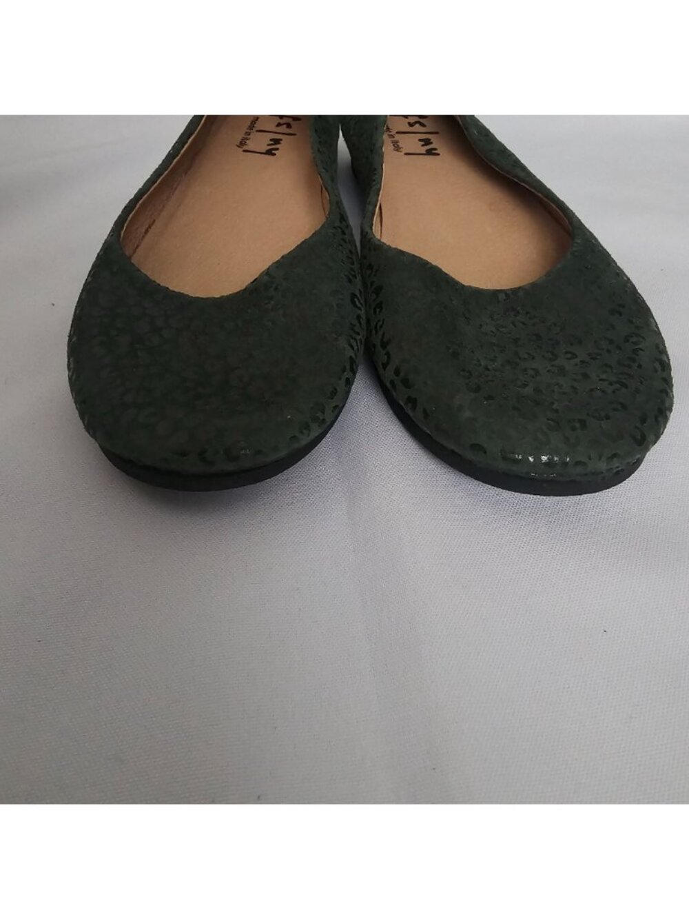 French Sole FS/NY Dark Green Leopard Print Zeppa Semi-Wedge Shoe Women's 7.5 - Picture 6 of 12